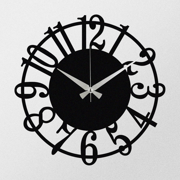Wallity Enzoclock - S006 Reloj de pared decorativo de metal negro